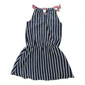 Tommy Hilfiger Womens L 12 14 Halter Striped Dress Blue White Red